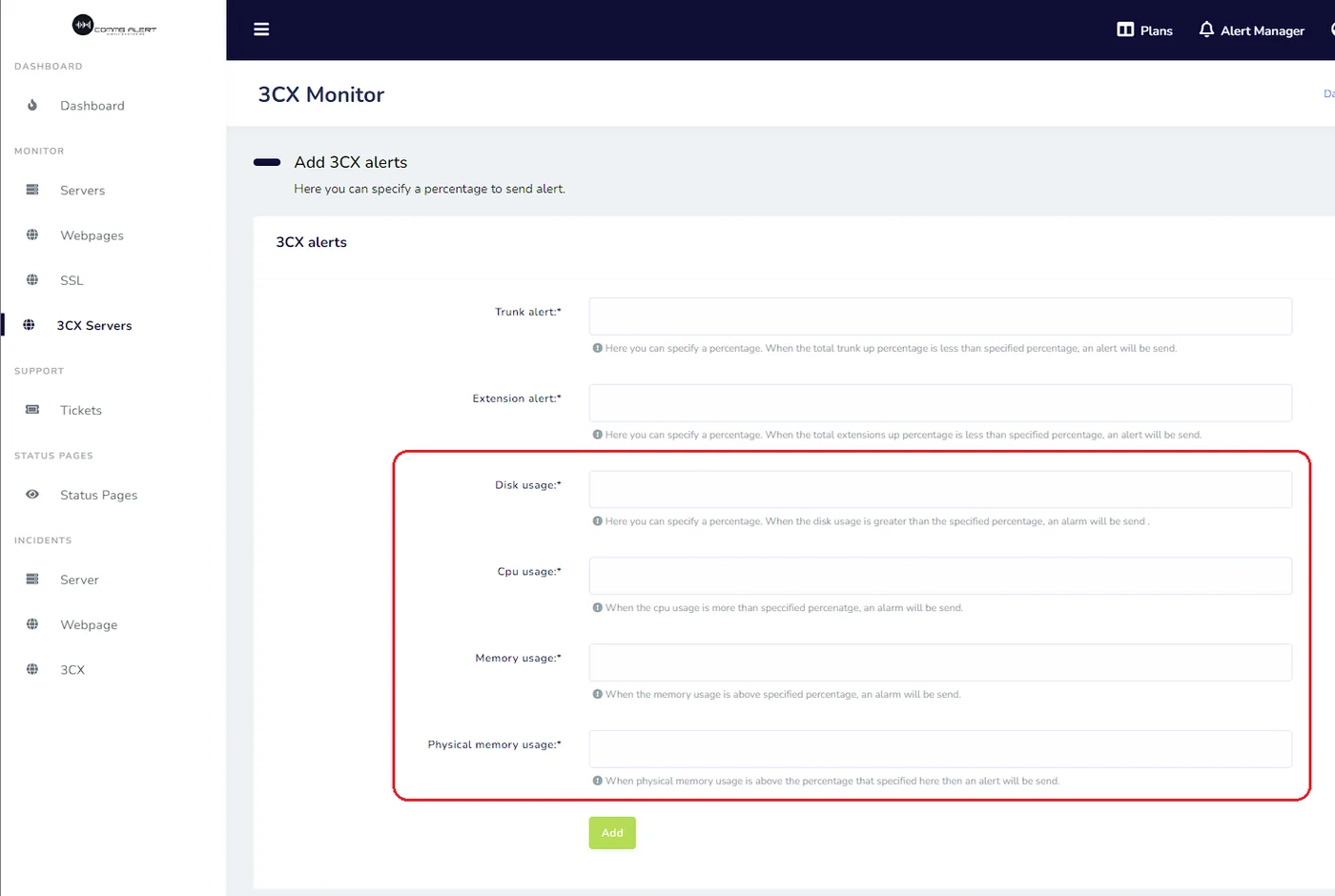 Fig 7.12 &mdash; System status alarms