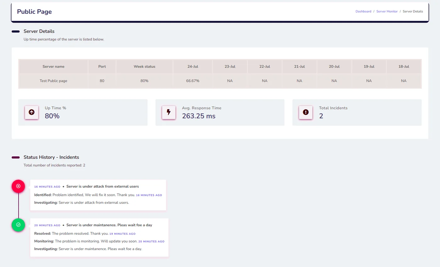 Fig 8.4 &mdash; A public status page