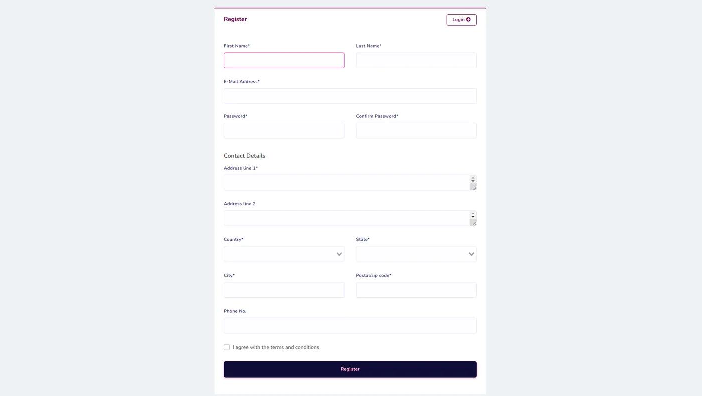 Fig 2.1 &mdash; The registration form