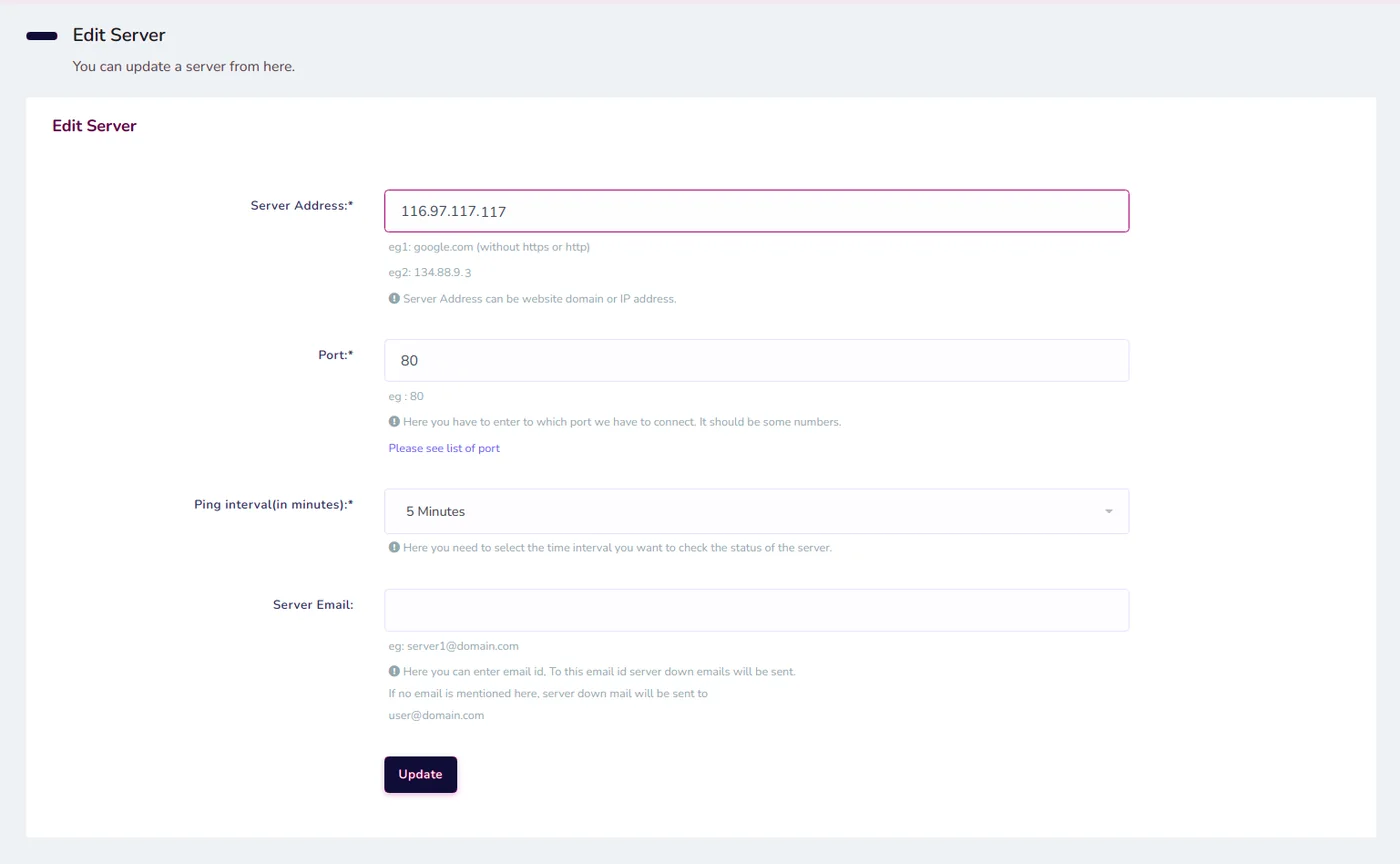 Fig 5.3 &mdash; Editing a server
