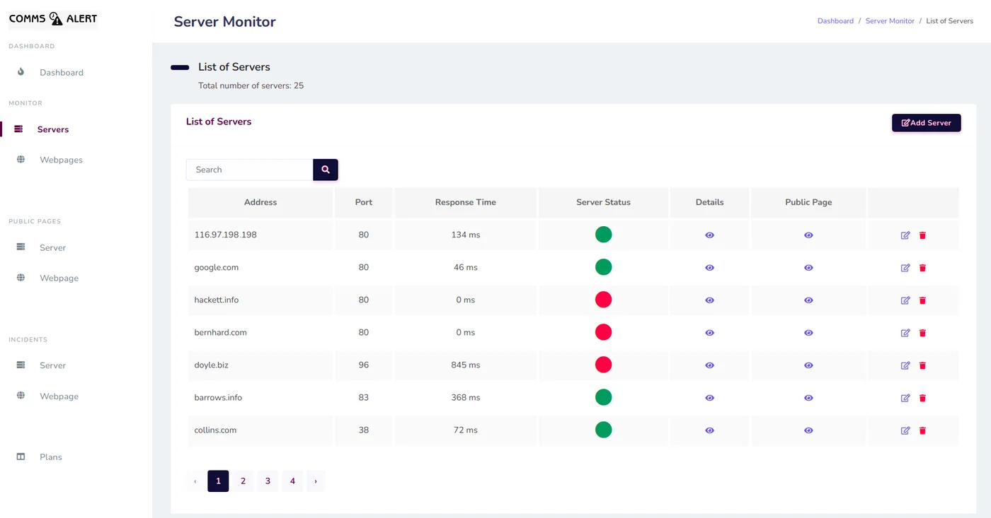 Fig 5.1 &mdash; The server list
