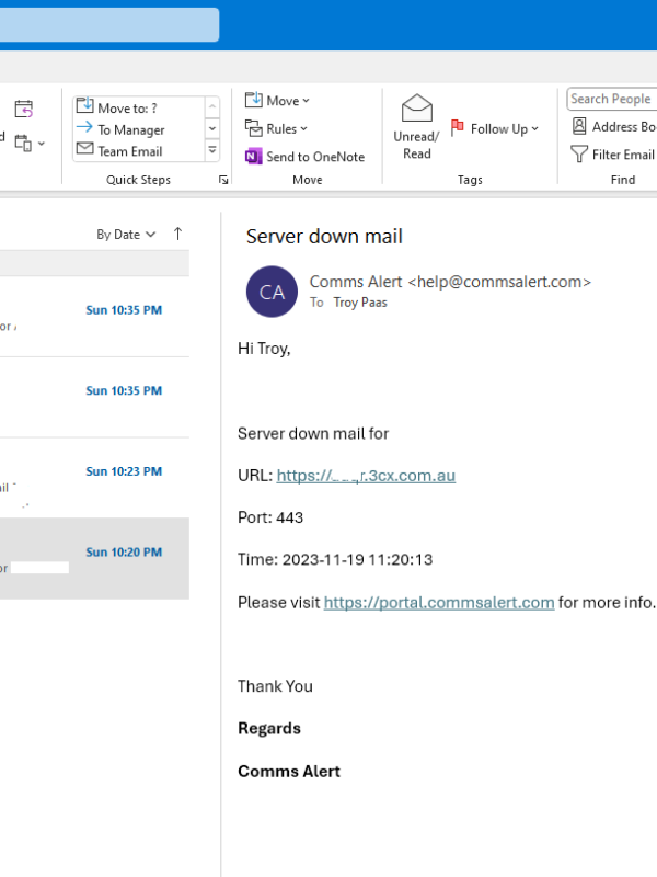 Outlook Email Alerts